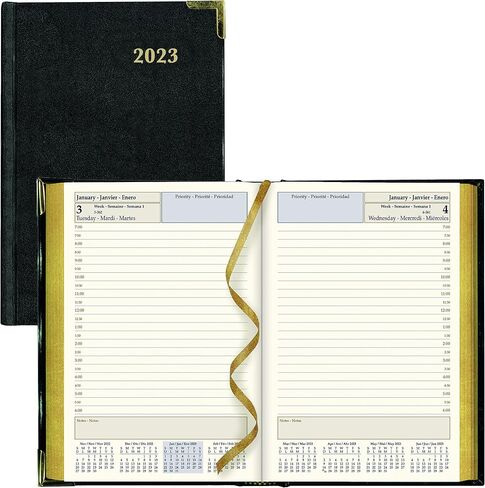 Brownline® 2025 Daily Daily Planner ، كتاب المواعيد ، 12 شهرًا ، من يناير إلى ديسمبر ، ملزمة مخيط ، 7.125 "× 4.875" ، أسود ، ثلاثي اللغات (CBE504-25) in Kuwait