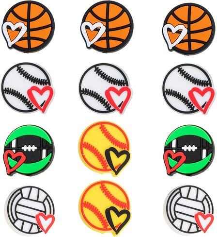 LUBINGSHINE 12pcs Sports Ball Silicone Focal Beads for Pens, Silicone Bulk Beads Charms for Jewelry Making Bracelet Necklace Keychain Handmade Crafts (Sports Ball) in Saudi Arabia