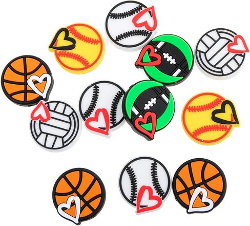 LUBINGSHINE 12pcs Sports Ball Silicone Focal Beads for Pens, Silicone Bulk Beads Charms for Jewelry Making Bracelet Necklace Keychain Handmade Crafts (Sports Ball) in Saudi Arabia