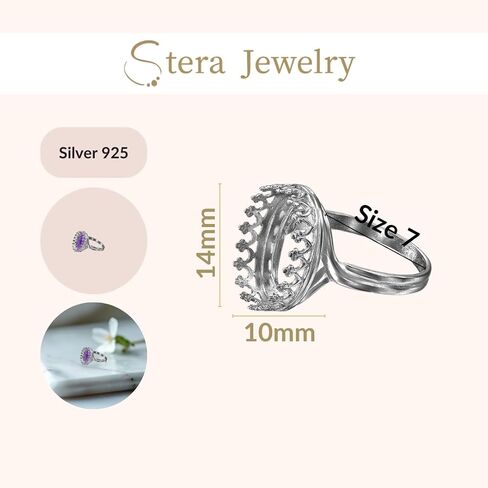 925 Sterling Silver Size 6-9 Ring Blank with 10x14 mm Oval Bezel in Kuwait