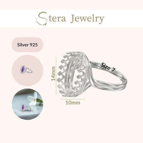 925 Sterling Silver Size 6-9 Ring Blank with 10x14 mm Oval Bezel in Kuwait