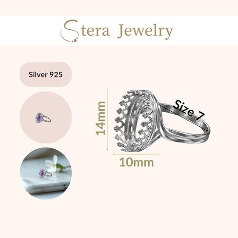 925 Sterling Silver Size 6-9 Ring Blank with 10x14 mm Oval Bezel in Kuwait