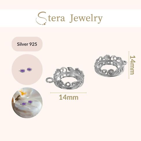 925 String Silver Prendant Tray - 2 قطع من إطار مدي Round Round Round Round مع حلقة واحدة - إطارات فضية لصنع المجوهرات - مثالية للمعلقات والأقراط in Kuwait