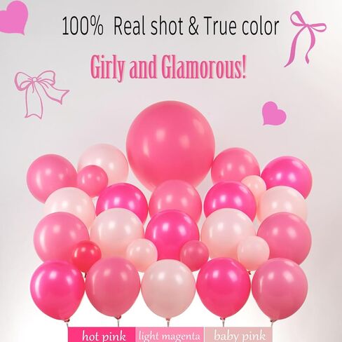 زخارف عيد ميلاد Pink Coquette 121pcs البالون أكياس مع ديكور الحفلات راية القوس والبالونات على شكل القلب للنساء in Kuwait