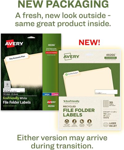 Avery EcoFriendly Recycled File Folder Labels, 2/3" x 3-7/16", White, Permanent Label Adhesive, 750 Printable Labels (48266) in Kuwait