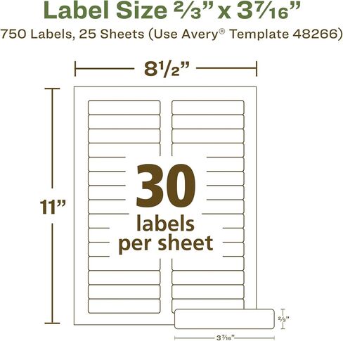 Avery EcoFriendly Recycled File Folder Labels, 2/3" x 3-7/16", White, Permanent Label Adhesive, 750 Printable Labels (48266) in Kuwait
