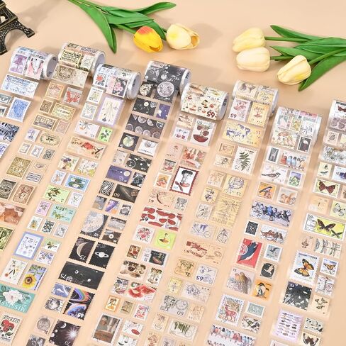 شريط الطوابع ، 4 لفات من ملصقات جمالية عتيقة لمستلزمات Scrapbooking Bullet Journaling Journal Journal DIY (النباتات والحيوانات) in Kuwait