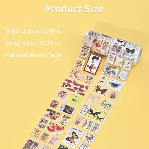 شريط الطوابع ، 4 لفات من ملصقات جمالية عتيقة لمستلزمات Scrapbooking Bullet Journaling Journal Journal DIY (النباتات والحيوانات) in Kuwait