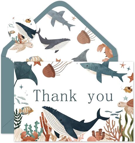 24 Pack Dinosaur Thank You Cards Bulk Cute Cartoon Greeting Cards with Envelopes Stickers Blank Note Cards for Birthday Baby Shower Party Supplies, 4 x 6 Inch in Kuwait