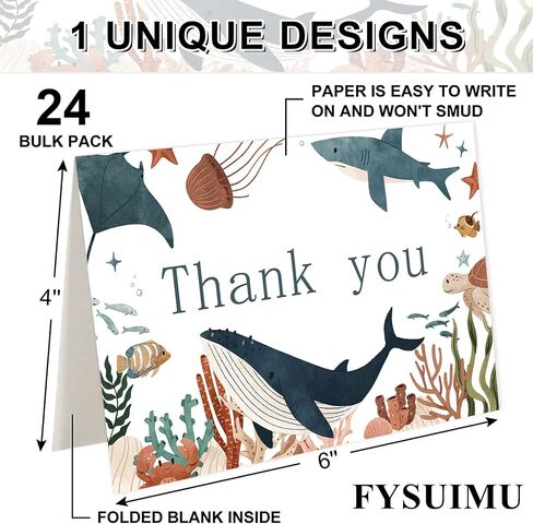 24 Pack Dinosaur Thank You Cards Bulk Cute Cartoon Greeting Cards with Envelopes Stickers Blank Note Cards for Birthday Baby Shower Party Supplies, 4 x 6 Inch in Kuwait