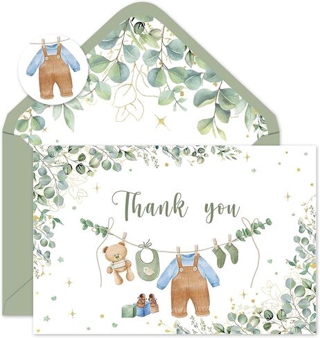 24 Pack Dinosaur Thank You Cards Bulk Cute Cartoon Greeting Cards with Envelopes Stickers Blank Note Cards for Birthday Baby Shower Party Supplies, 4 x 6 Inch in Kuwait