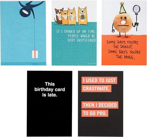 Hallmark Shoebox Funny Belated Birthday Card Assortment (5 Cards with Envelopes), Belated, 5 Cards (1399RZG1000) in Saudi Arabia