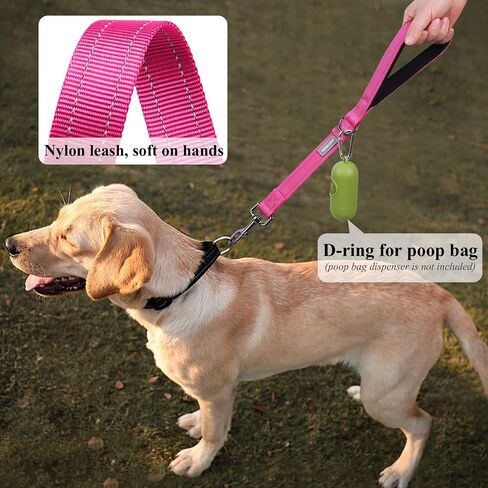VIVAGLORY Short Rope Dog Leash Durable Highly Reflective Threads Training Walking Dog Traffic Leashes for Medium & Large Dogs, 18IN, Orange in Saudi Arabia