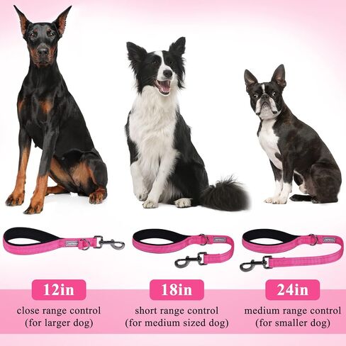 VIVAGLORY Short Rope Dog Leash Durable Highly Reflective Threads Training Walking Dog Traffic Leashes for Medium & Large Dogs, 18IN, Orange in Saudi Arabia