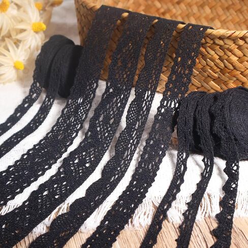 Beige Lace Ribbon 18 Yards Cotton Lace Trim Vintage Crochet Lace Ribbon Trim for Bridal Wedding Decoration Christmas Package DIY Sewing Craft Supply in Kuwait