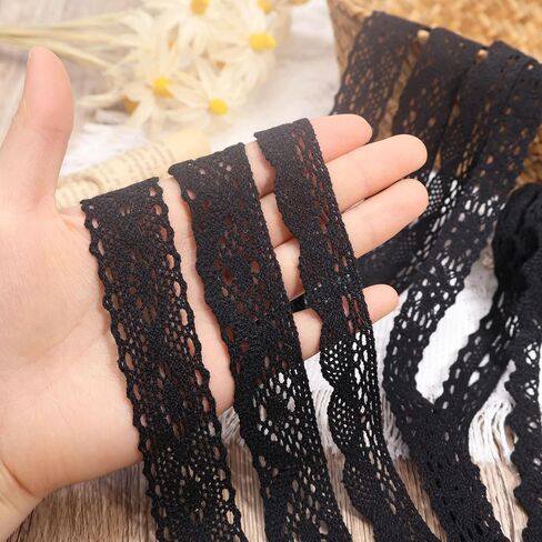 Beige Lace Ribbon 18 Yards Cotton Lace Trim Vintage Crochet Lace Ribbon Trim for Bridal Wedding Decoration Christmas Package DIY Sewing Craft Supply in Kuwait