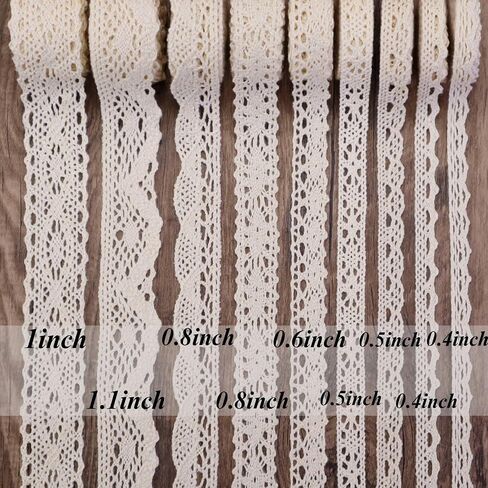 Beige Lace Ribbon 18 Yards Cotton Lace Trim Vintage Crochet Lace Ribbon Trim for Bridal Wedding Decoration Christmas Package DIY Sewing Craft Supply in Kuwait