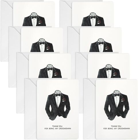 Yinkin 8 Set Wedding Thank You Cards with White Envelopes for Being My Groomsman Bridesmaids 4 x 5 Inch Blank Wedding Thank You Cards for Wedding Bridal Shower Supplies (Groomsman) in Saudi Arabia