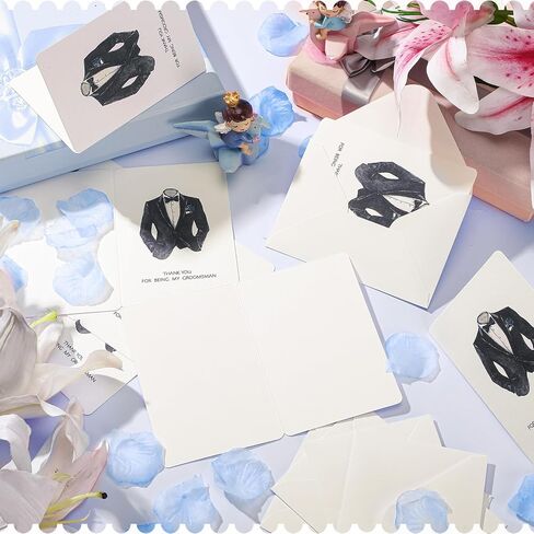 Yinkin 8 Set Wedding Thank You Cards with White Envelopes for Being My Groomsman Bridesmaids 4 x 5 Inch Blank Wedding Thank You Cards for Wedding Bridal Shower Supplies (Groomsman) in Saudi Arabia