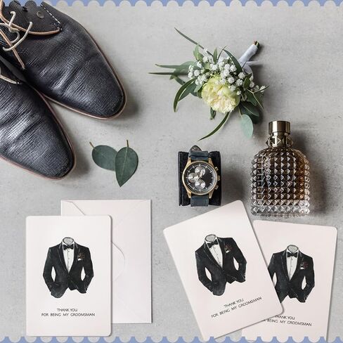 Yinkin 8 Set Wedding Thank You Cards with White Envelopes for Being My Groomsman Bridesmaids 4 x 5 Inch Blank Wedding Thank You Cards for Wedding Bridal Shower Supplies (Groomsman) in Saudi Arabia
