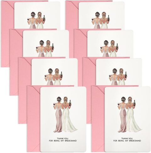 Yinkin 8 Set Wedding Thank You Cards with White Envelopes for Being My Groomsman Bridesmaids 4 x 5 Inch Blank Wedding Thank You Cards for Wedding Bridal Shower Supplies (Groomsman) in Saudi Arabia