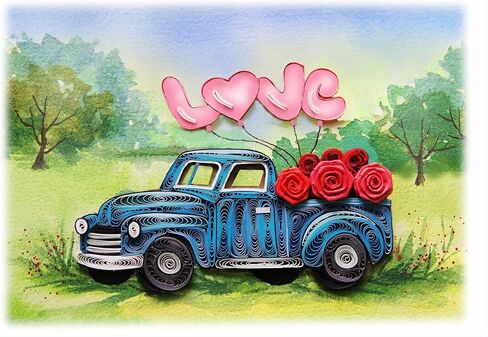 Happy Anniversary Card, LOVE Retro Romantic Card for Wedding, Engagement, Valentine for Him, Her, Parents, Wife, Husband, Quilling Quilled Card with Envelope (Colorful Happy Anniversary) in Kuwait