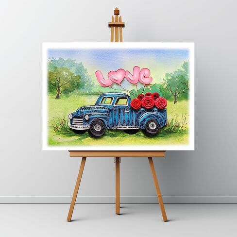 Happy Anniversary Card, LOVE Retro Romantic Card for Wedding, Engagement, Valentine for Him, Her, Parents, Wife, Husband, Quilling Quilled Card with Envelope (Colorful Happy Anniversary) in Kuwait