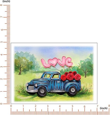 Happy Anniversary Card, LOVE Retro Romantic Card for Wedding, Engagement, Valentine for Him, Her, Parents, Wife, Husband, Quilling Quilled Card with Envelope (Colorful Happy Anniversary) in Kuwait