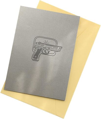 Gun Sharpshooter Pop Up Cards, 3D Handmade Pistol Greeting Card with Envelope for Birthday Anniversary Men Boy Classmates Father Husband Son Kids Friend Soldier in Saudi Arabia