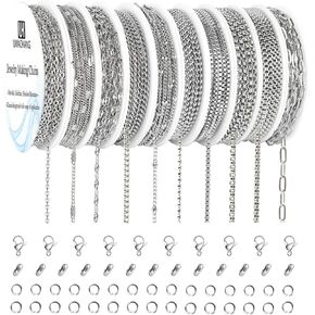 UMAOKANG 5 Rolls 39.4 Feet Gold Plated Stainless Steel Chains for Jewelry Making Dainty Jewelry Making Chains Bulk with Jewelry Findings