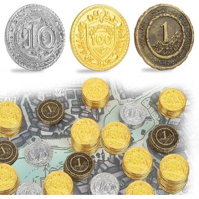 Byhoo 50 PCS Metal DND Coins, 1.2" Gold Silver Copper Tokens with Face Value for Board Game and Tabletop RPG, Fantasy Metal Coins for Pathfinder,Pirate Game Party Cosplay