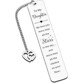 Daughter Bookmark, Inspirational Bookmark for Kids Birthday Gift for Daughter Stepdaughter Teen Girls Graduation Back to School Gifts for College Girls Gifts from Mom Dad, Easter Basket Stuffers