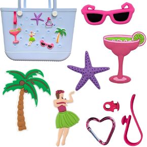 5pcs Momlife Charm for Bogg Bag, Hook Set Bogg Bag Accessories for Beach Tote Bag, Rubber Beach Totes Accessories