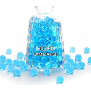 FALAMON Blue Clear Water Beads, 140,000 Water Gel Beads for Vases Fillers, Christmas Decor, Wedding Centerpiece, Floating Candles, Floating Beads, Planting, Floral Decoration