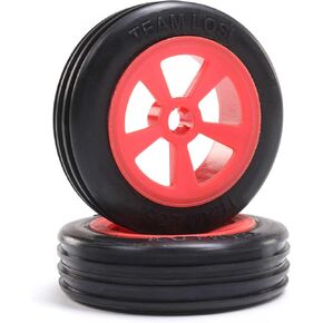 Losi Rib Front Tire Mounted Red 2 Mini JRX2 LOS41020 RC Tire