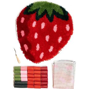 CRAFT CLUB Strawberry Dreaming Rug Kit Easy DIY Latch Hook with Pre Cut Yarn Colourful Design for Home Office Kids Rooms Bathroom Complete Crafts for Adults Kids 59cm x 53cm