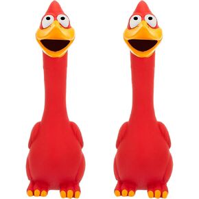 Hungdao 2 Pcs Horse Toys 11 Inches Latex Rubber Chicken Dog Toy Reduce Separation Anxiety Screaming Chicken Toy for Horse Pet(Red)
