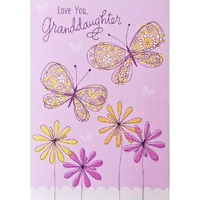 Greeting Card Love You Granddaughter - Your Heart, Your Way, Your Smile - Happy Birthday with Butterflies