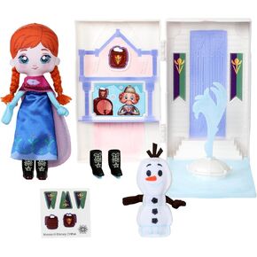 SWEET SEAMS Disney 6" Soft Rag Doll Deluxe Pack – 2pc Toy Dolls |Anna and Olaf's Castle Ice Rink Playset