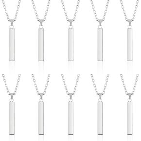 Framendino, 10 Pack, Blanks Necklace Engravable Stainless Steel Rectangle Pendant for DIY Jewelry Metal Stamping Crafts Laser Engraving