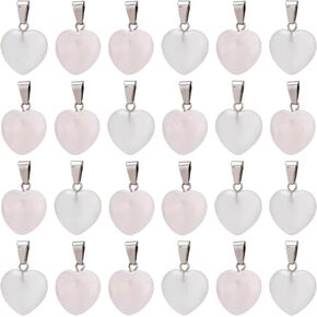 arricraft 50PCS Heart Shape Quartz Gemstone Stone Charms Healing Stone Beads Pendants for Valentine's Day Necklace Jewelry Making