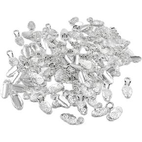 100PCS Sliver Small Spoon Glue on Bail for Earring Bails,Scrabble and Glass Pendants Charms Connector,Glass Tiles Pendants Earring Connector DIY Jewelry Making Decor (Silver)