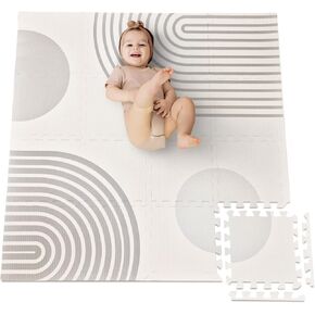Cateam Soft EVA Foam Puzzle Play Mat for Babies and Kids for Floor- Interlocking Tiles for Playrooms, Nurseries, and Gyms - Squares Carpet for Toddlers