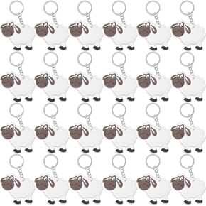 CiciBear 24 Pack Sheep Keychains Party Decoration for Guests, Farm Animal Themed Party, Baby Shower, School Party, Zoo Kids Birthday