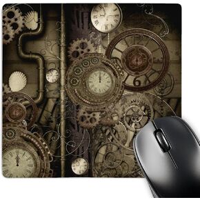 3dRose Mouse Pad Steampunk Design, Clocks and Gears, 8 x 8" (mp_262388_1)