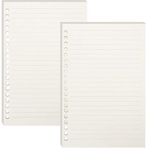 Songaa A5 Refill Paper 2 Packs - 100GSM Thick Refillable Paper 20 Hole Filler Inserts Loose Leaf Paper, Total 120 Sheets/240 Pages, A5 Refill Paper for Binder Journal Notebook (Lined Paper)