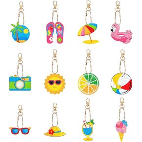 Magibeads 12pcs Summer Summer Painting Diamond Making Making Kit Sun Ice Cream Slippers Rhinestone Diamond Art Kits Diamond Paintingskains Charms for البالغين المبتدئين DIY Art Craft