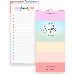2025 Couples Calendar - Joint & Individual Wall Planner for Holidays, Birthdays, Anniversaries & Special Dates | Wire-Bound, Premium 120gsm Paper | Perfect for Couples to Plan Together (Rainbow)