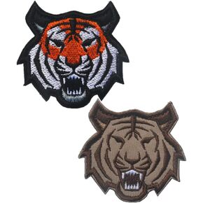 Tiger Head Patch Hook and Loop Tactical Morale Applique Fastener Military Embroidered Patch 2Pcs