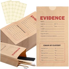 50 Pack Paper Evidence Bag 9.45 x 5.12 x 3.15 Inches with Dot Self Adhesive Stickers Crime Scene Paper Evidence Bag for Receipts Goodie Storage with Sealing Sticker for Theme Birthday Party